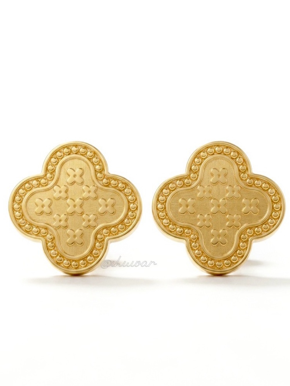 New 18K Gold Plated Four Leaf Clover Small Stud Earrings